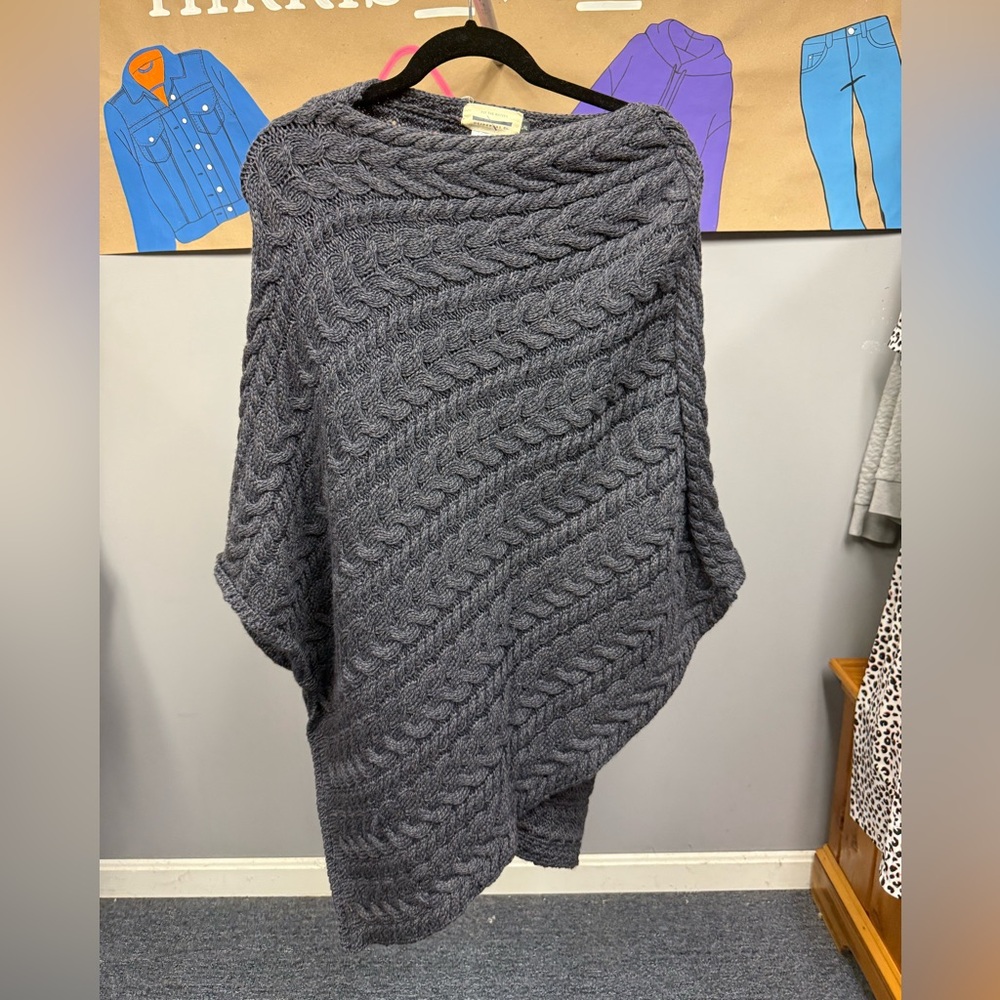 CO Charcoal Cable Knit Poncho